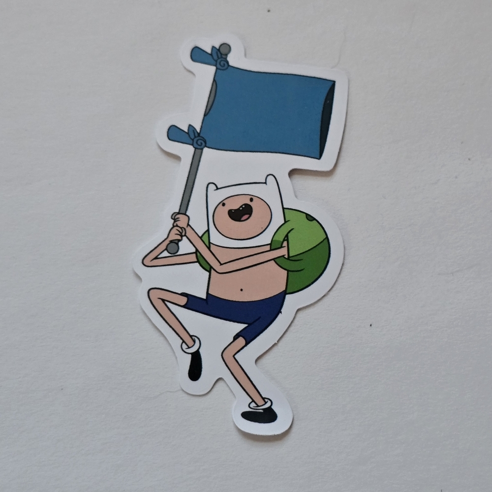 10/$10  Adventure Time Sticker Finn with Blue Shirt Flag